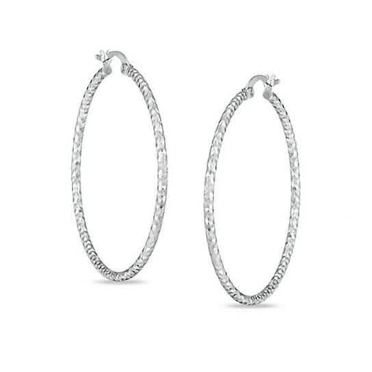 Sterling Silver Diamond Cut Hoops DailySale