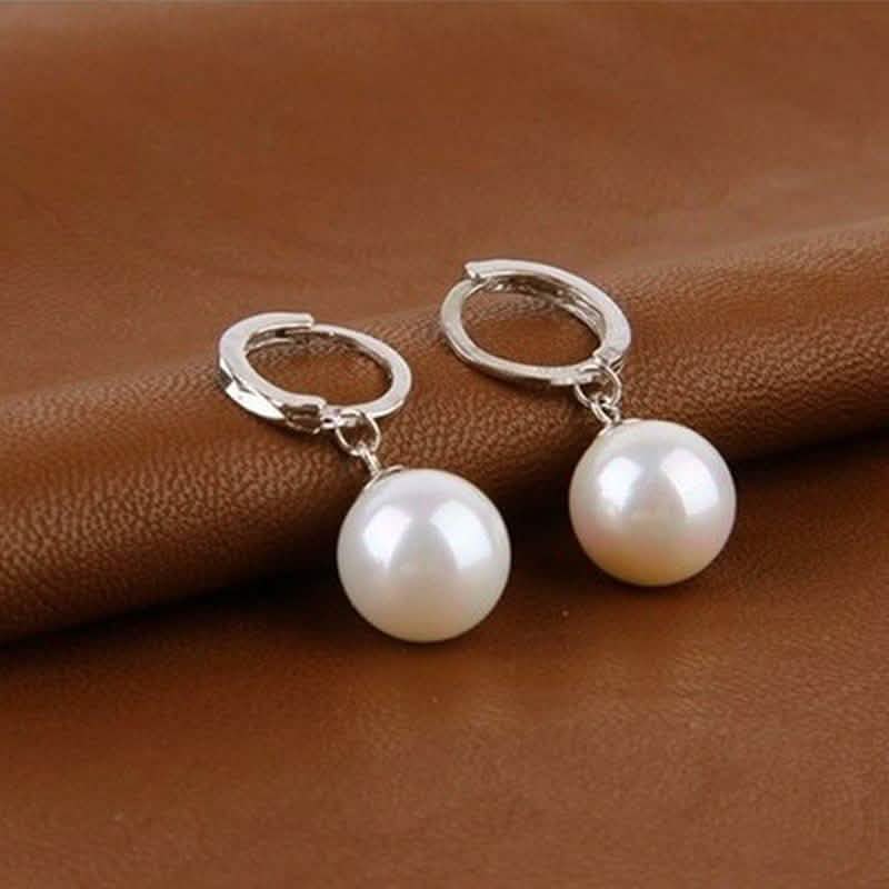 Sterling Silver Diamond Cut Pearl Drop Earrings DailySale