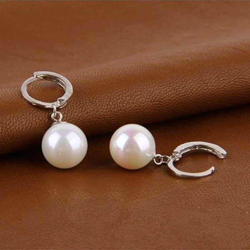 Sterling Silver Diamond Cut Pearl Drop Earrings DailySale