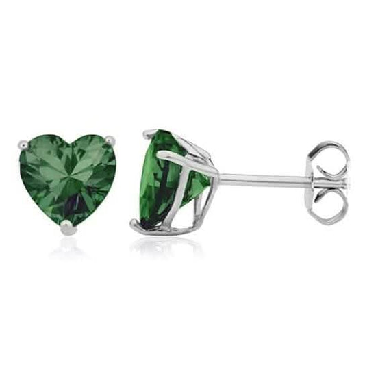 Sterling Silver Filled High Polish Finish Green Heart Shaped Stud Earrings 925 Sterling Silver 7mm DailySale