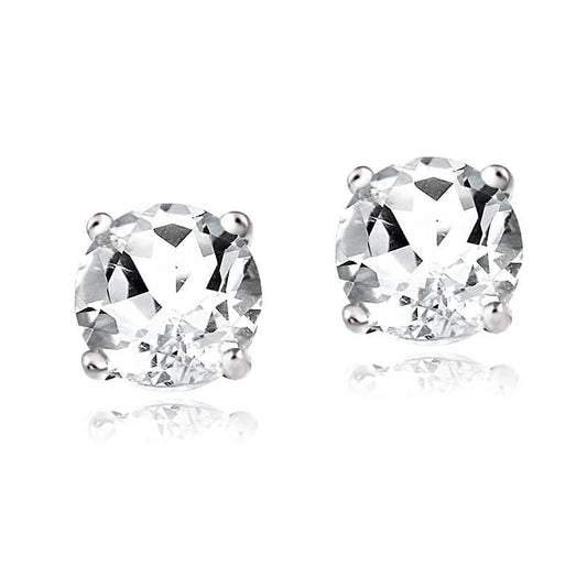 Sterling Silver Genuine 2 Carat White Topaz Stud Earrings DailySale