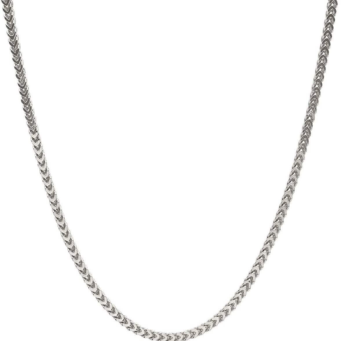 Sterling Silver Italian 2.5mm Franco Square Box Link Chain DailySale