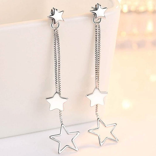 Sterling Silver Long Star Drop Earrings DailySale