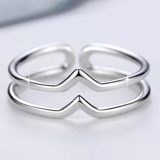 Sterling Silver Minimalist 2 Row Adjustable Bypass Ring DailySale