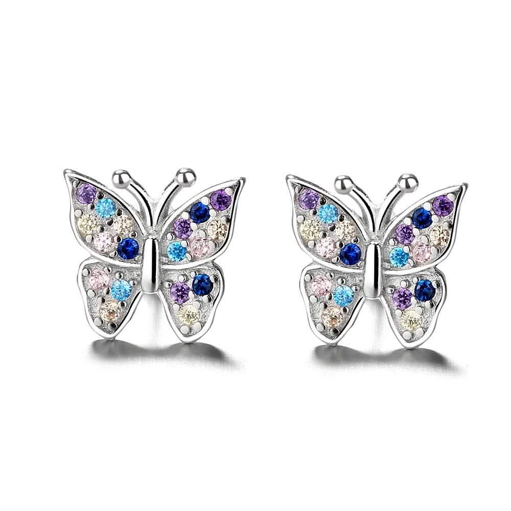 Sterling Silver Multi-Colored Swarvoski Crystal Butterfly Earring DailySale