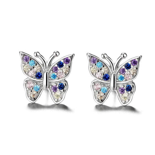 Sterling Silver Multi-Colored Swarvoski Crystal Butterfly Earring DailySale