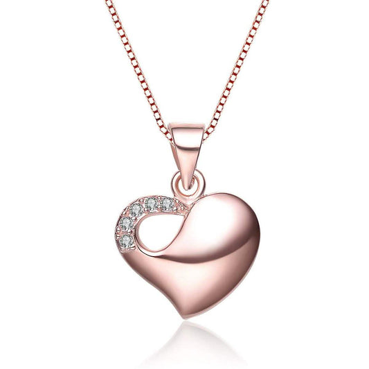 Sterling Silver Rose Heart Necklace DailySale