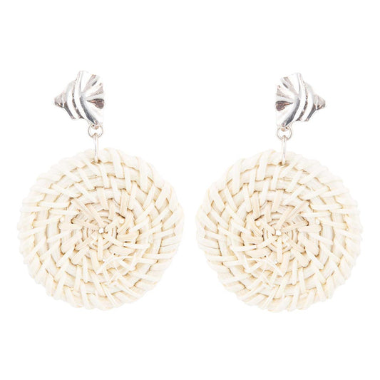 Sterling Silver Tan Rattan Statement Earrings Barse Jewelry