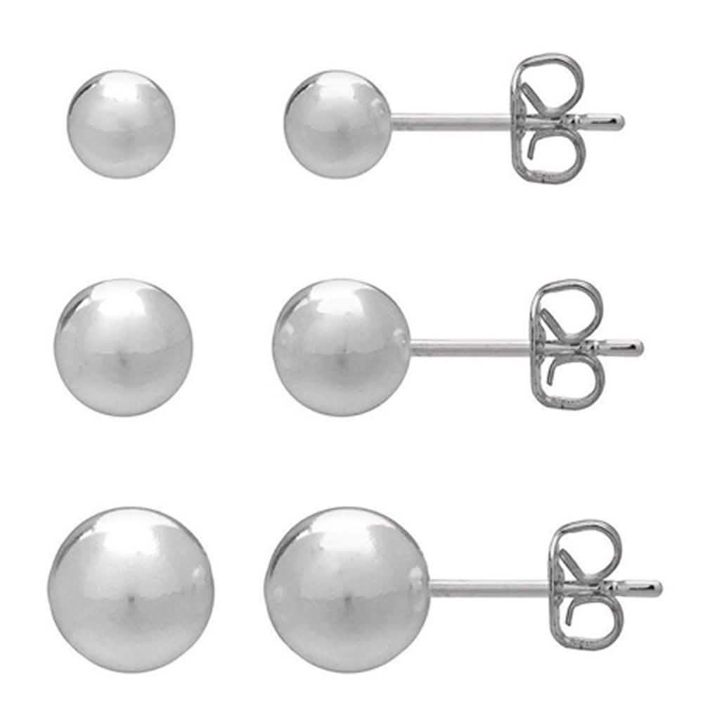 Sterling Silver Trio Ball Stud Earrings Set DailySale