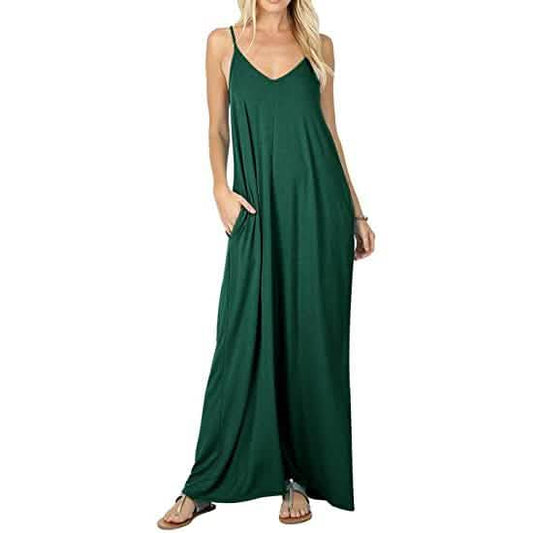Stokeen Women's Summer Casual Plain Spaghetti Strap Maxi Dress DailySale