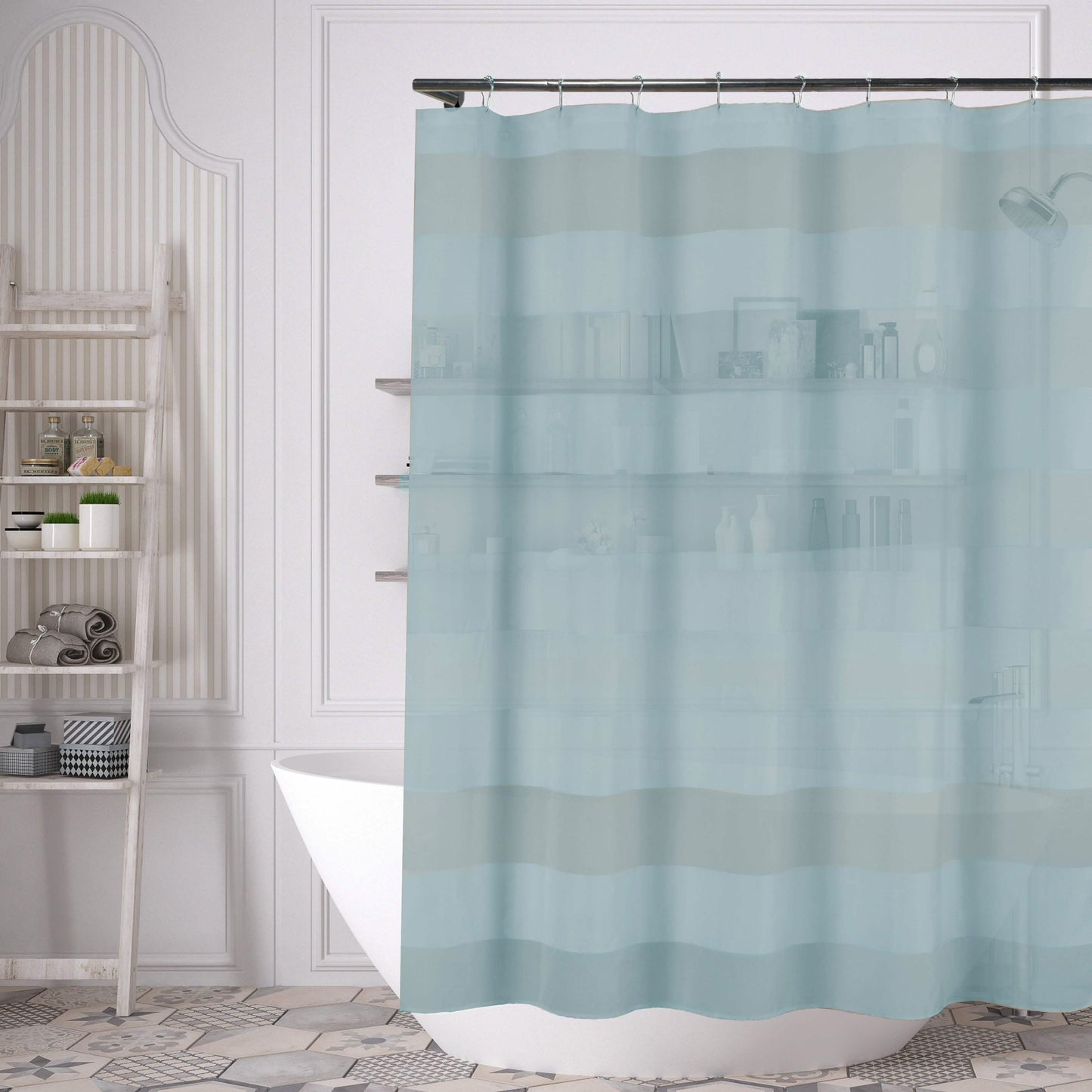 Striped Shower Curtain 70" x 72" with 12-Piece Hook Set DailySale