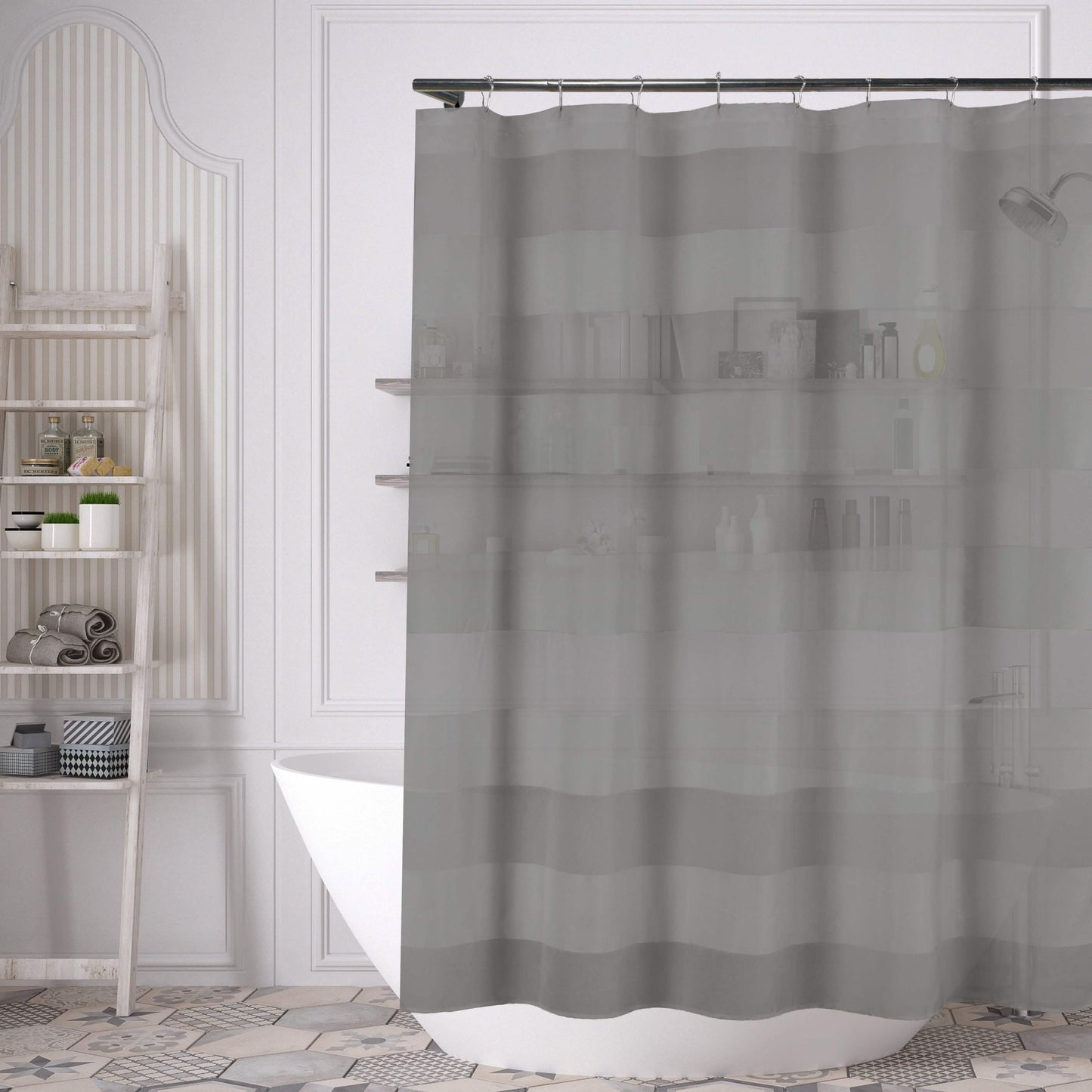 Striped Shower Curtain 70" x 72" with 12-Piece Hook Set DailySale