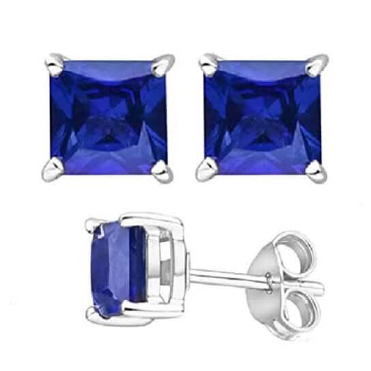 Stunning Silver Blue Square Shape Stud Earrings DailySale