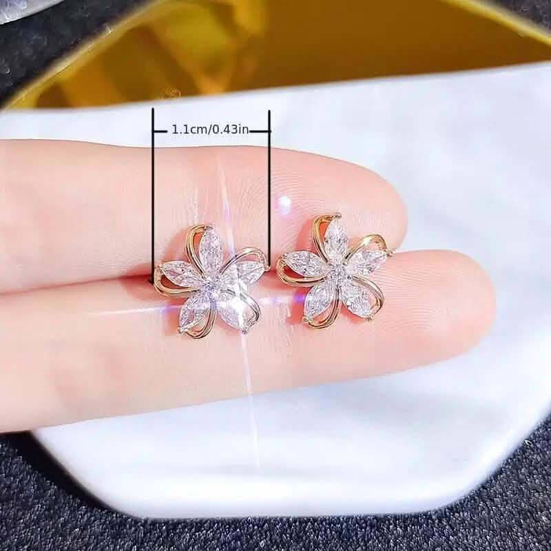 Stylish Zirconia Petal Flower Stud Earrings DailySale