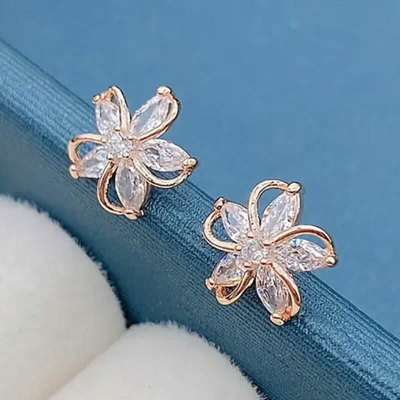 Stylish Zirconia Petal Flower Stud Earrings DailySale