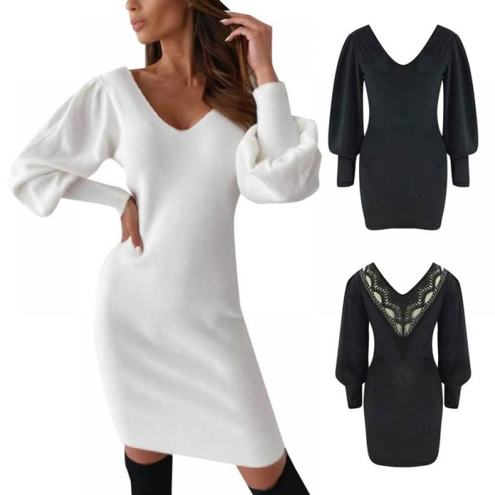 Summark Ladies Lace Long Sleeve Casual Slim Dress DailySale