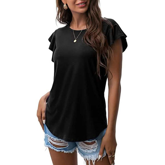 Summer Knit Ruffle Short Sleeve Top DailySale