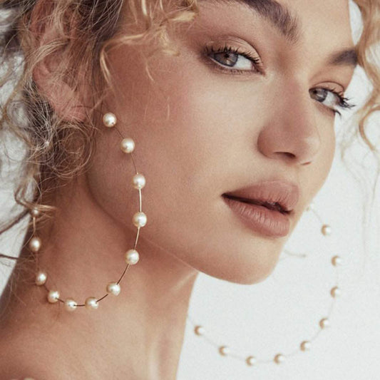 Super Huge Circle Pearls Earrings Thin Dangle DailySale