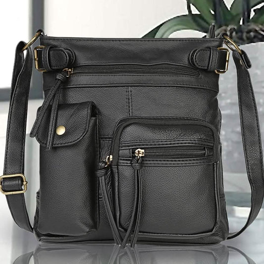 Super Soft Genuine Leather Top Belt Accent Crossbody Bag DailySale