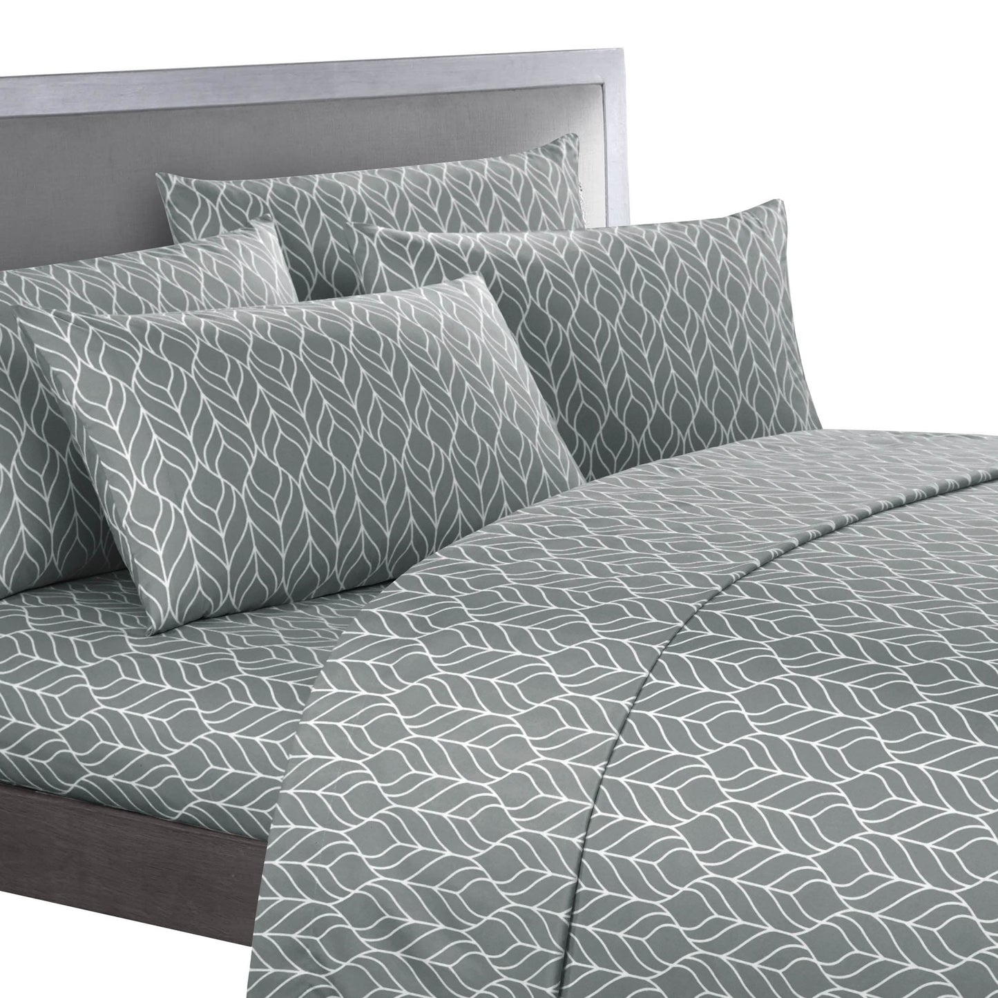 Super Soft Two-Tone Geometric Leaf Pattern Sheet Set DailySale