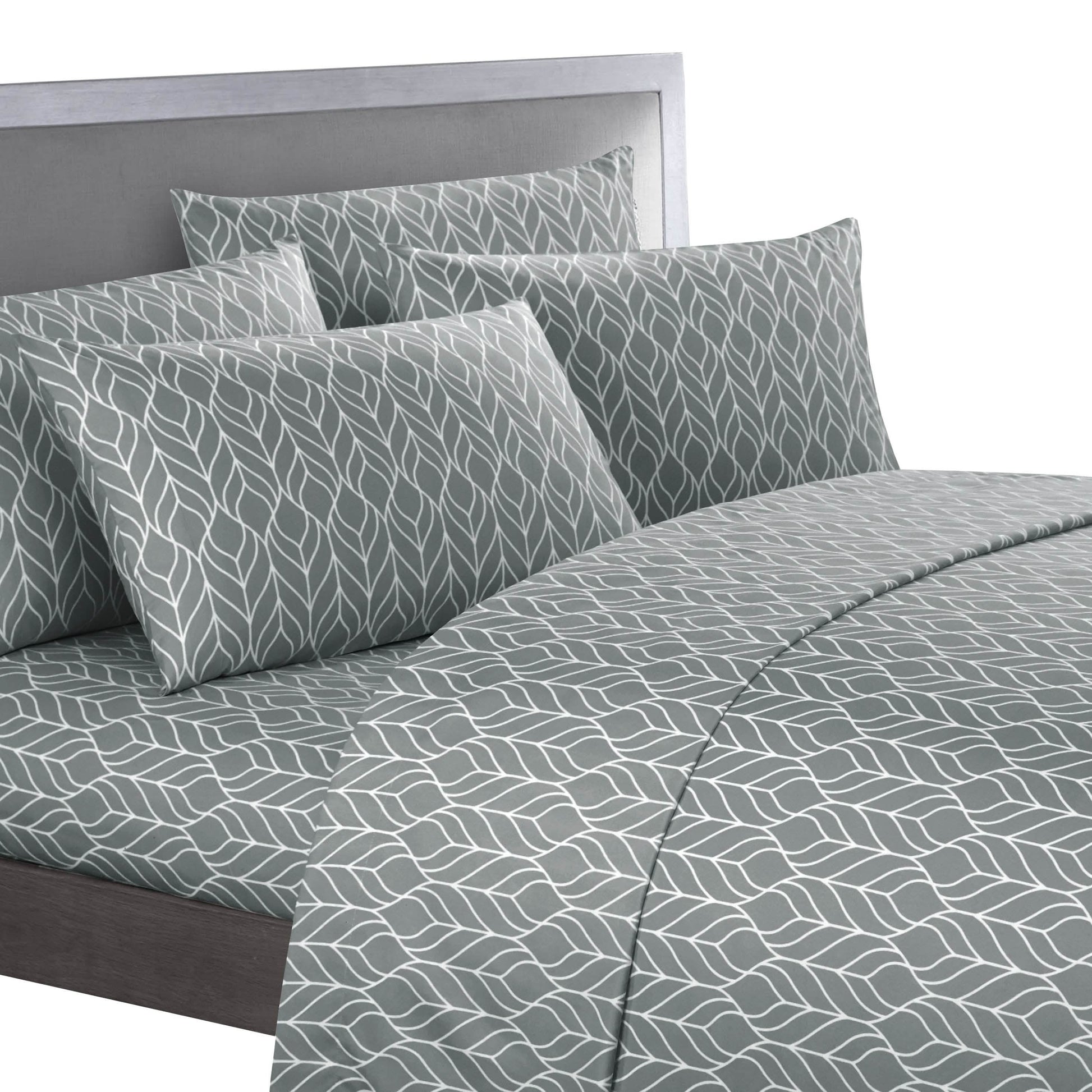 Super Soft Two-Tone Geometric Leaf Pattern Sheet Set DailySale