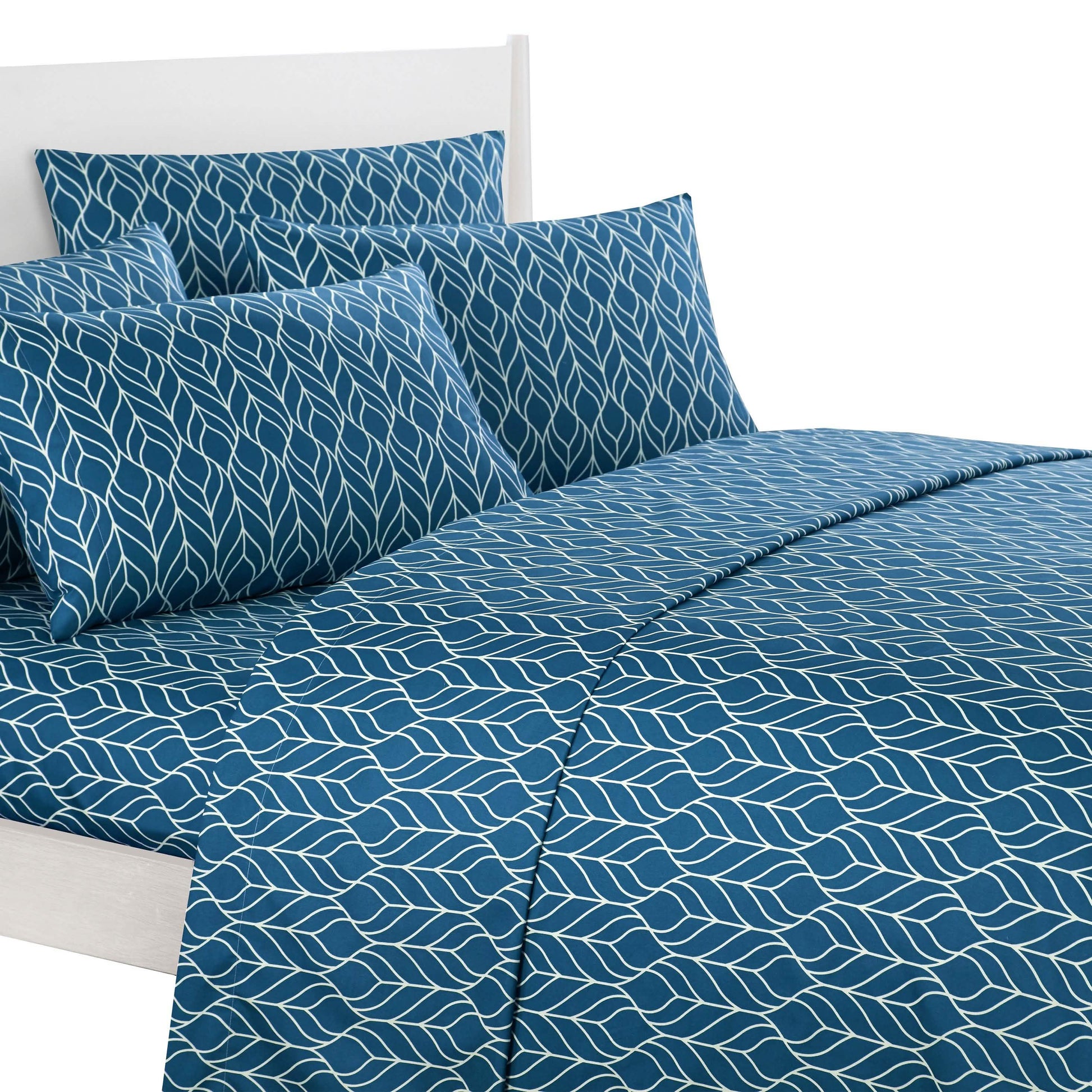 Super Soft Two-Tone Geometric Leaf Pattern Sheet Set DailySale