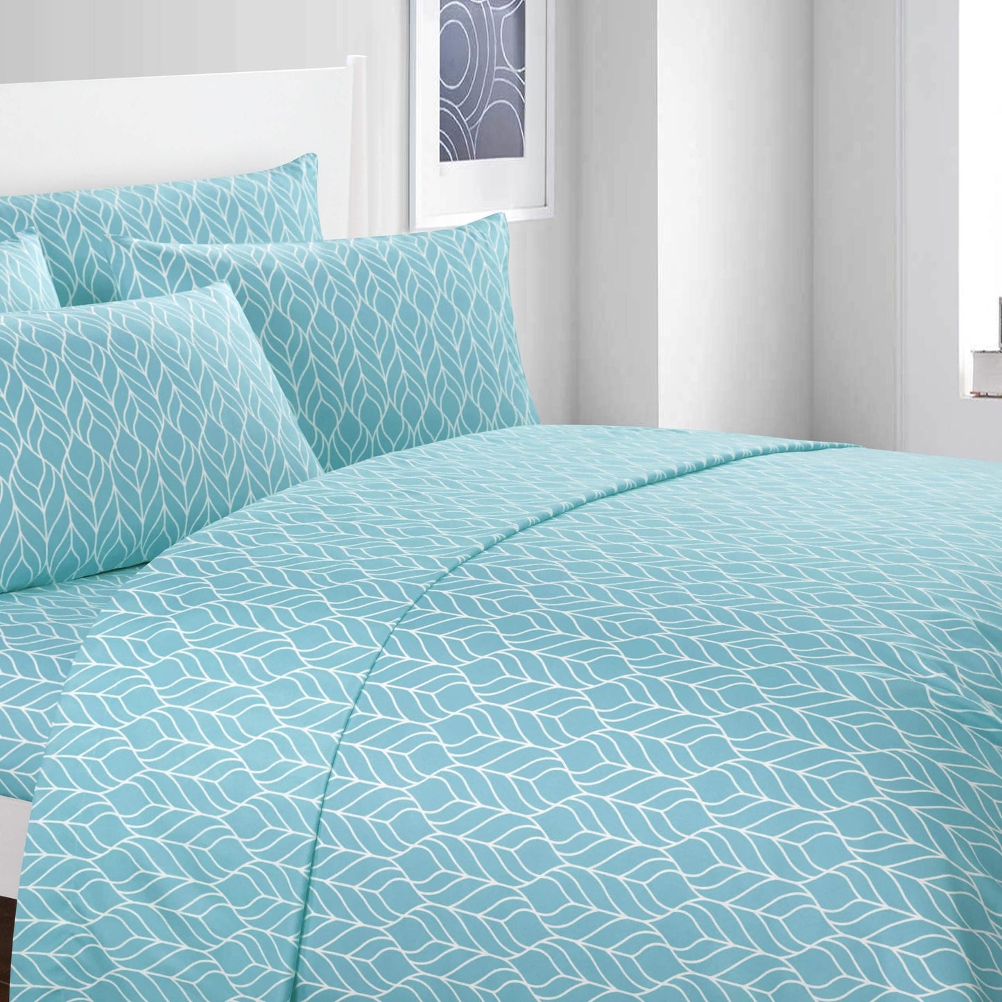 Super Soft Two-Tone Geometric Leaf Pattern Sheet Set DailySale