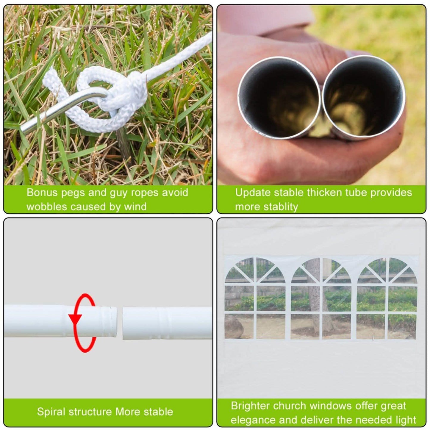 SUPERHOMUSE 3 x 3m Three Sides Waterproof Tent with Spiral Tubes White DailySale