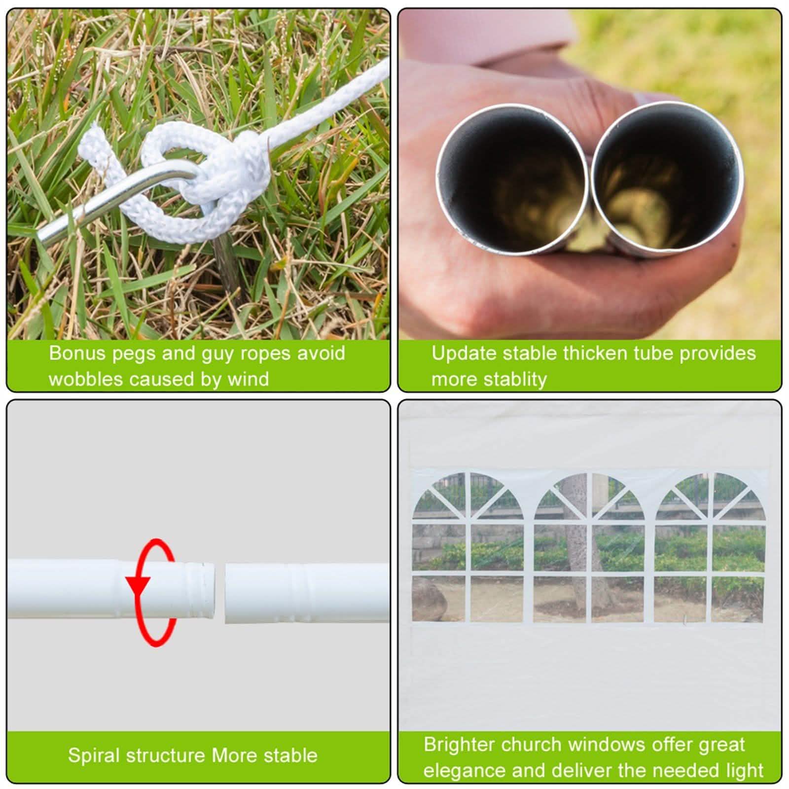 SUPERHOMUSE 3 x 3m Three Sides Waterproof Tent with Spiral Tubes White DailySale