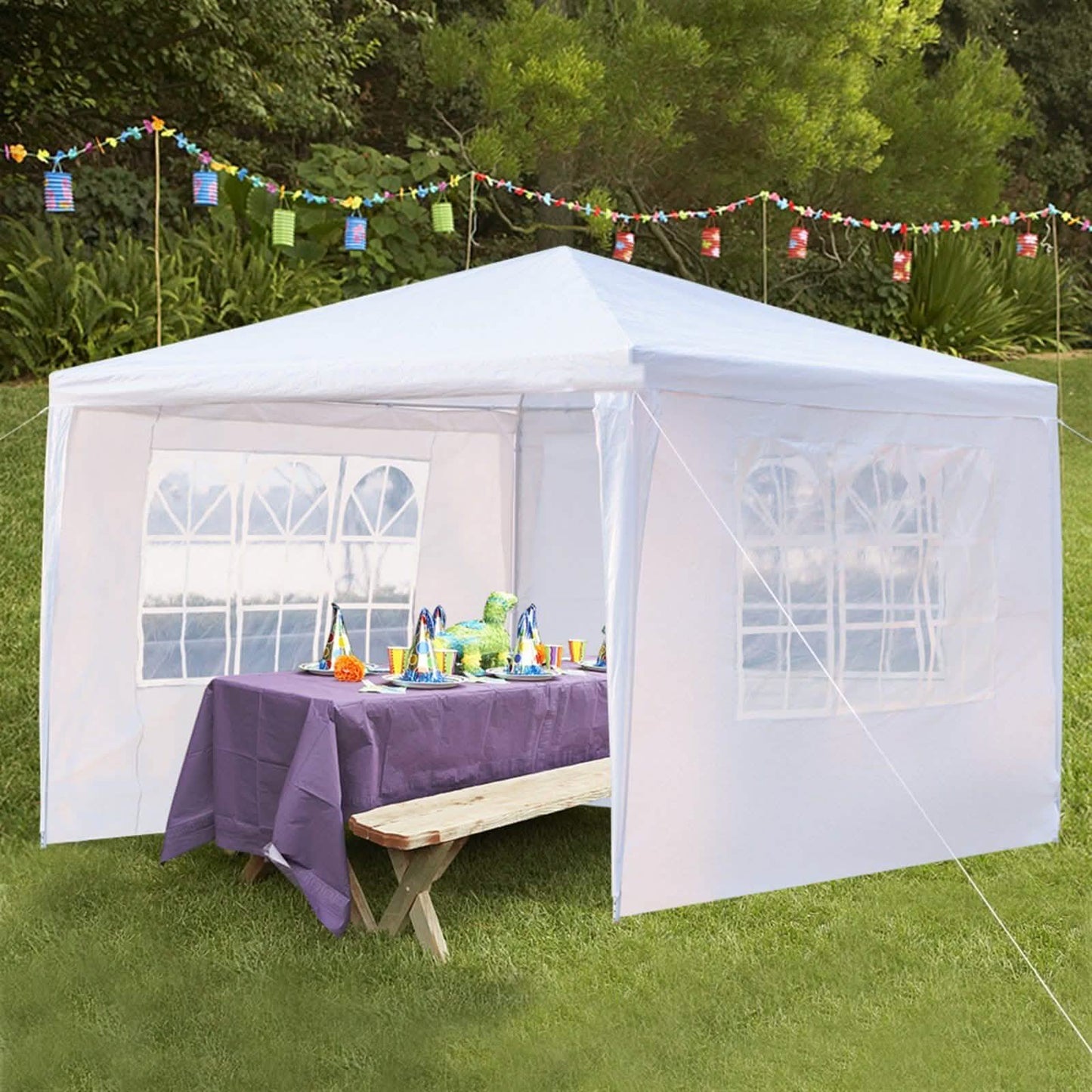 SUPERHOMUSE 3 x 3m Three Sides Waterproof Tent with Spiral Tubes White DailySale