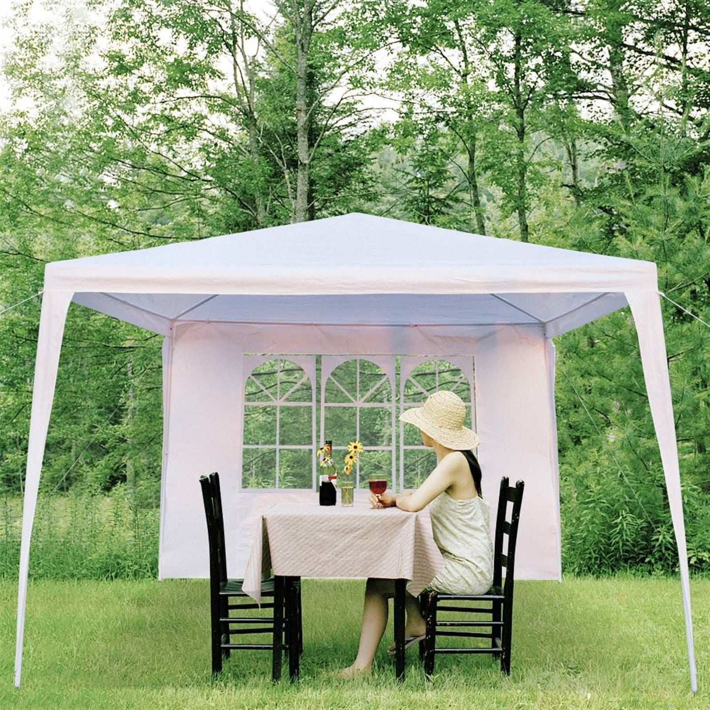 SUPERHOMUSE 3 x 3m Three Sides Waterproof Tent with Spiral Tubes White DailySale