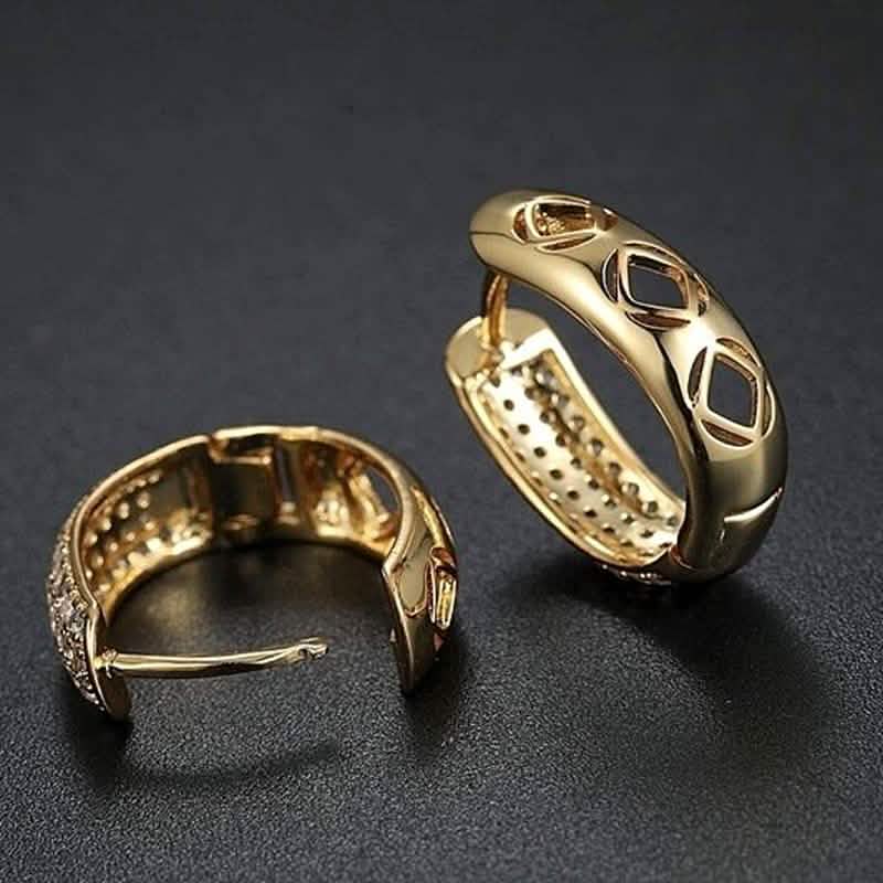 Swarovski Crystal Huggie Earrings In Yellow Gold DailySale