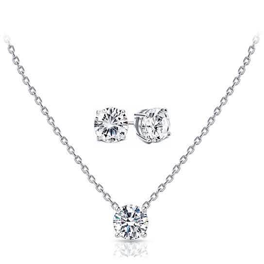 Swarovski Elements Round Cut Necklace with Studs Sets DailySale