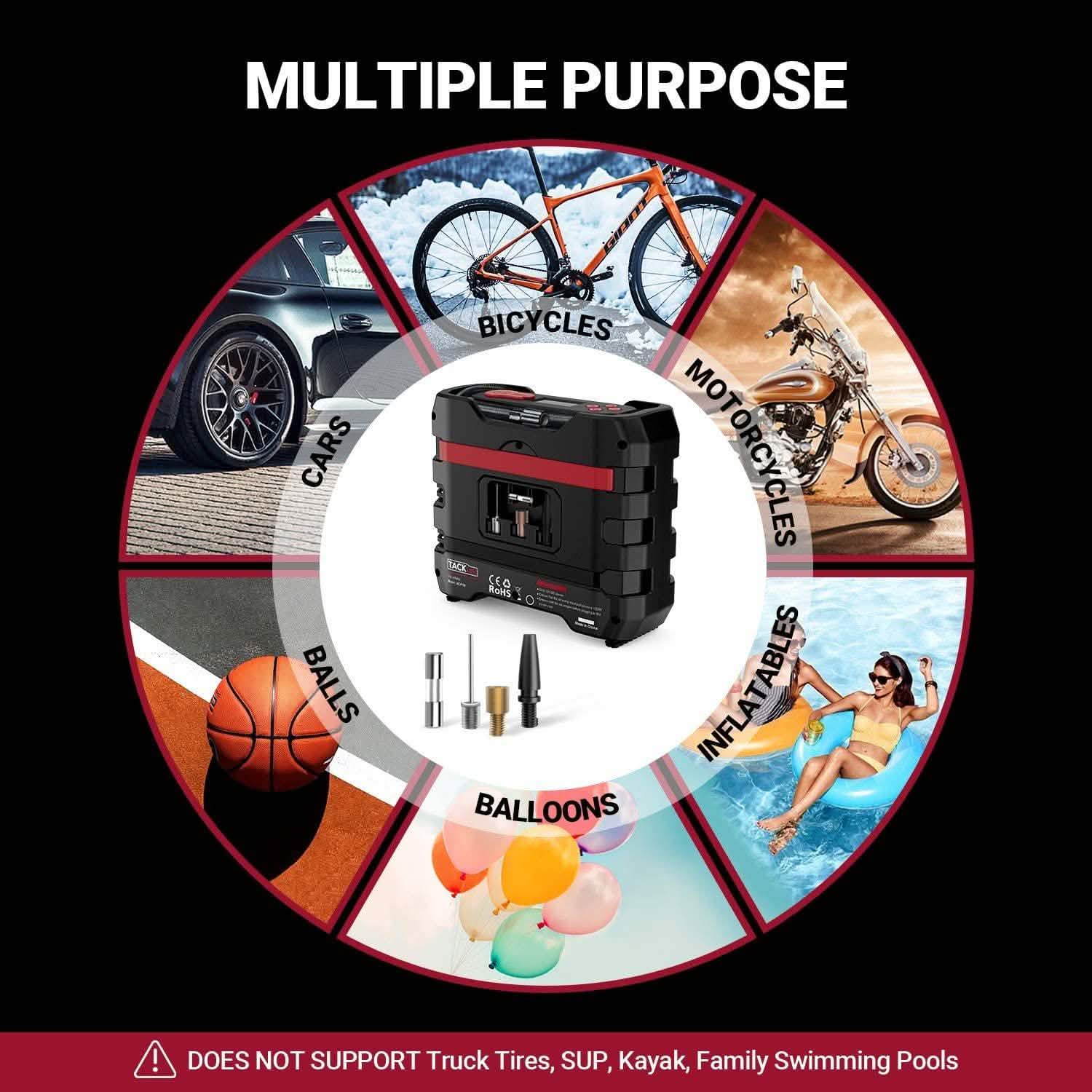 TACKLIFE Car Tire Inflator 12V DC Portable Air Compressor with 3 LED Lights DailySale