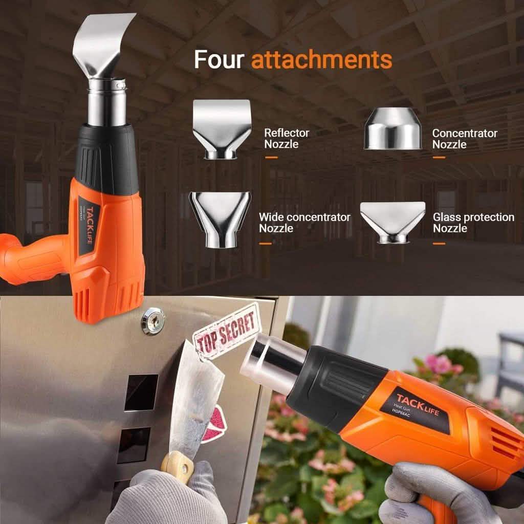 TACKLIFE Heat Gun 1500W 572°F~ 932°F Dual Temperature Hot Air Gun Kit DailySale