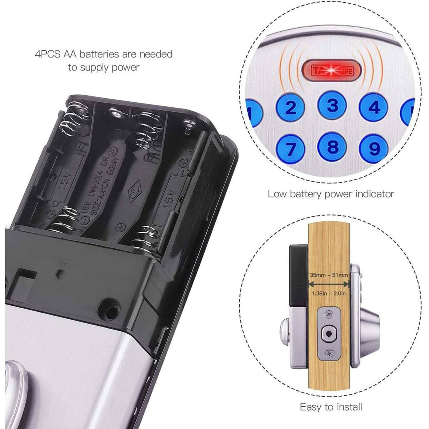 TACKLIFE Keypad Electronic Deadbolt Door Lock, Keyless Entry Door Lock With 1-Touch Motorized Auto-Locking DailySale
