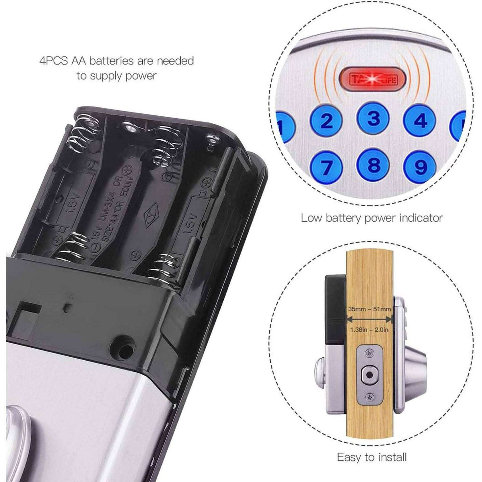 TACKLIFE Keypad Electronic Deadbolt Door Lock, Keyless Entry Door Lock With 1-Touch Motorized Auto-Locking DailySale