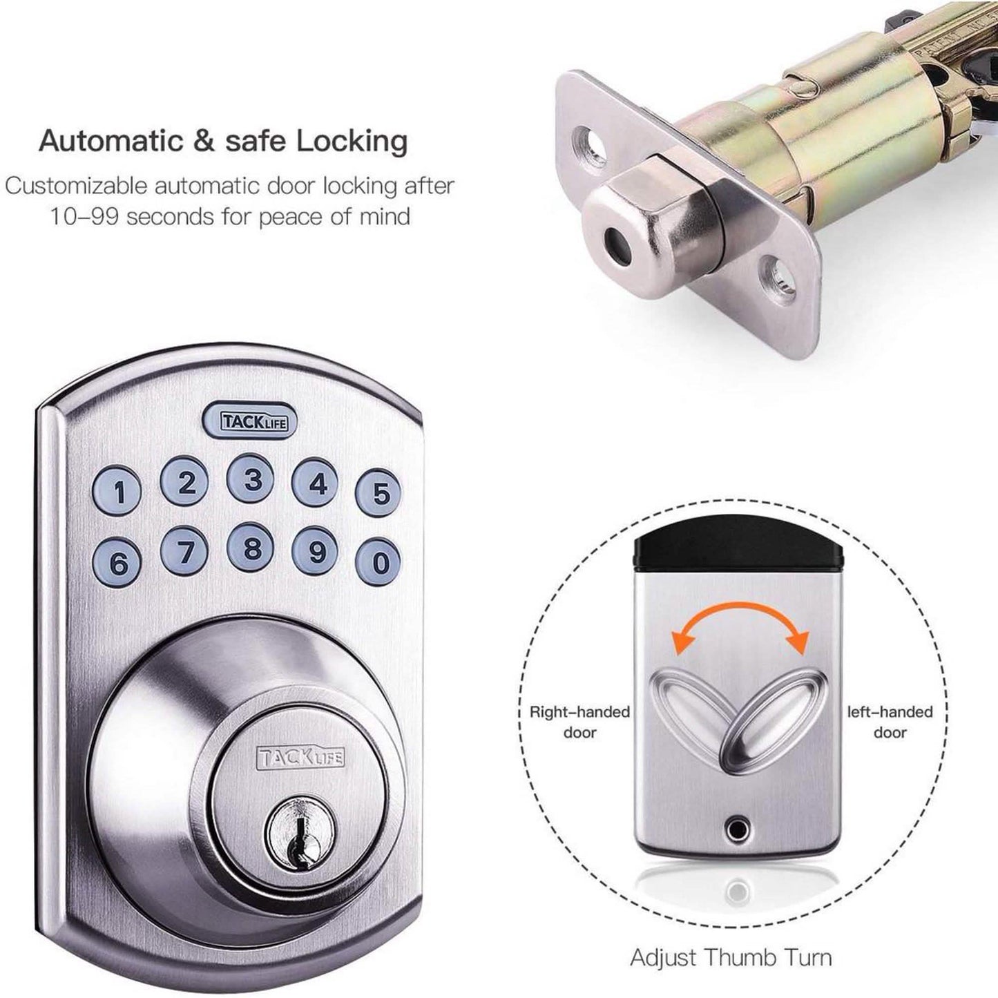 TACKLIFE Keypad Electronic Deadbolt Door Lock, Keyless Entry Door Lock With 1-Touch Motorized Auto-Locking DailySale