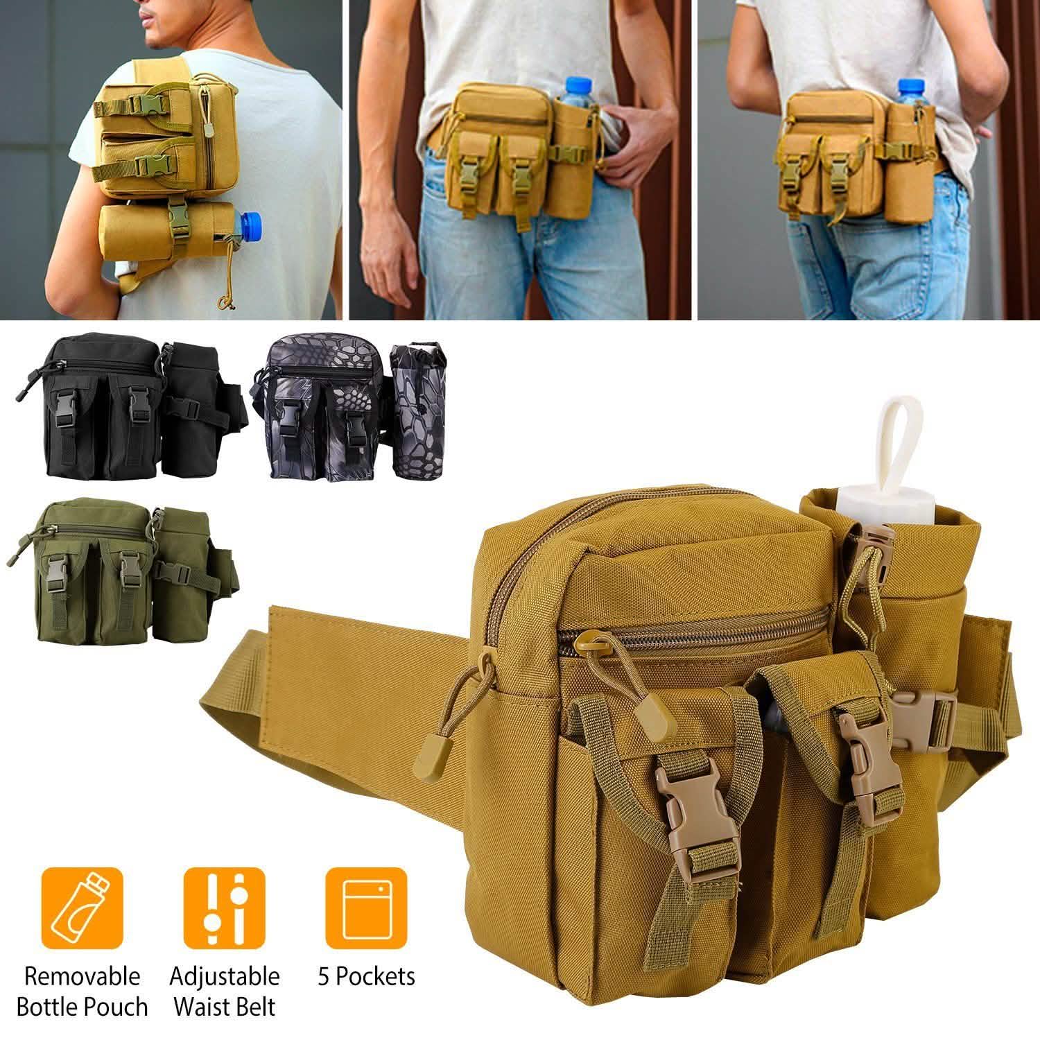 Tactical Waist Bag Utility Pouch Belt Bag with Water Bottle Pouch DailySale
