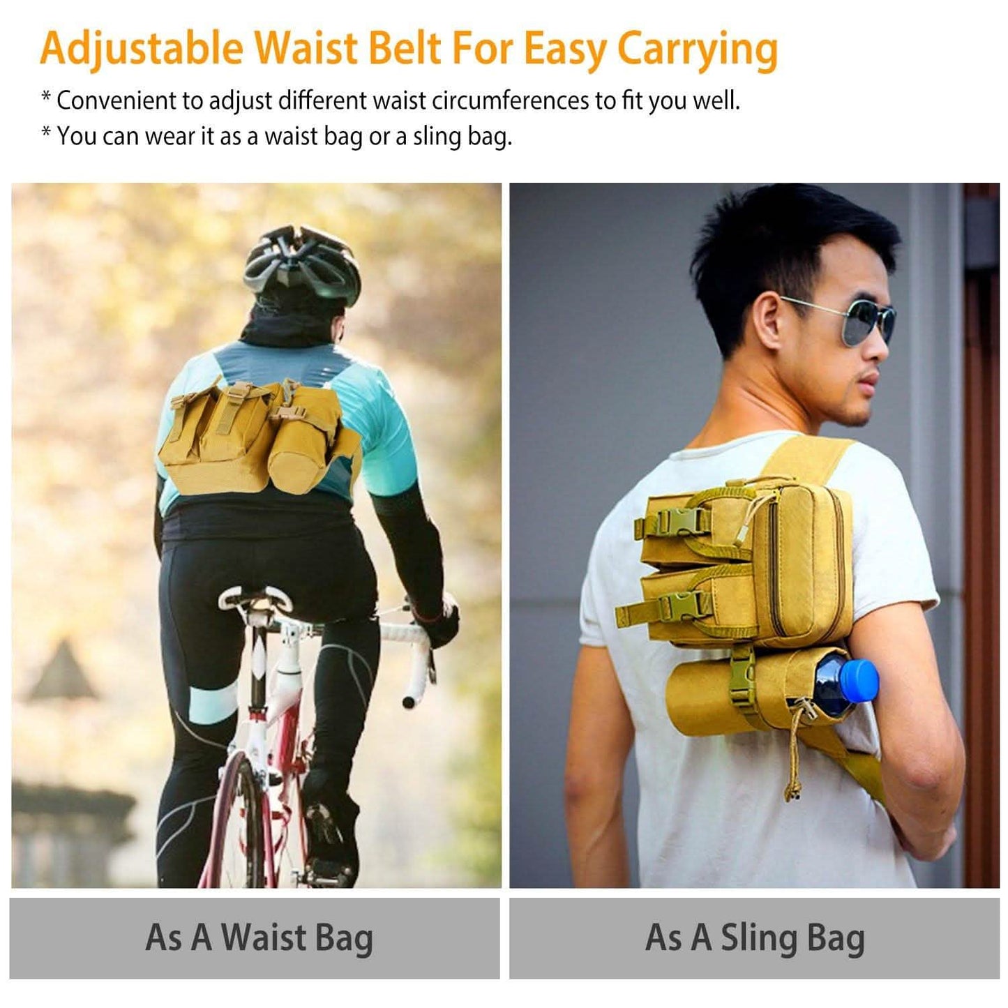 Tactical Waist Bag Utility Pouch Belt Bag with Water Bottle Pouch DailySale