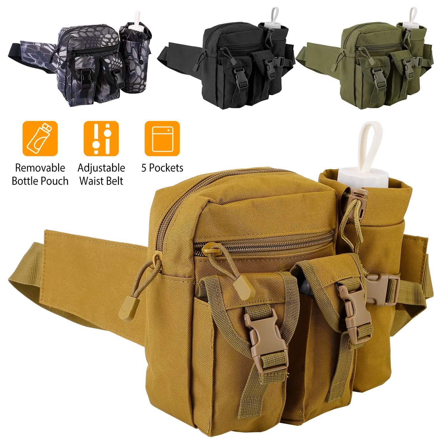 Tactical Waist Bag Utility Pouch Belt Bag with Water Bottle Pouch DailySale