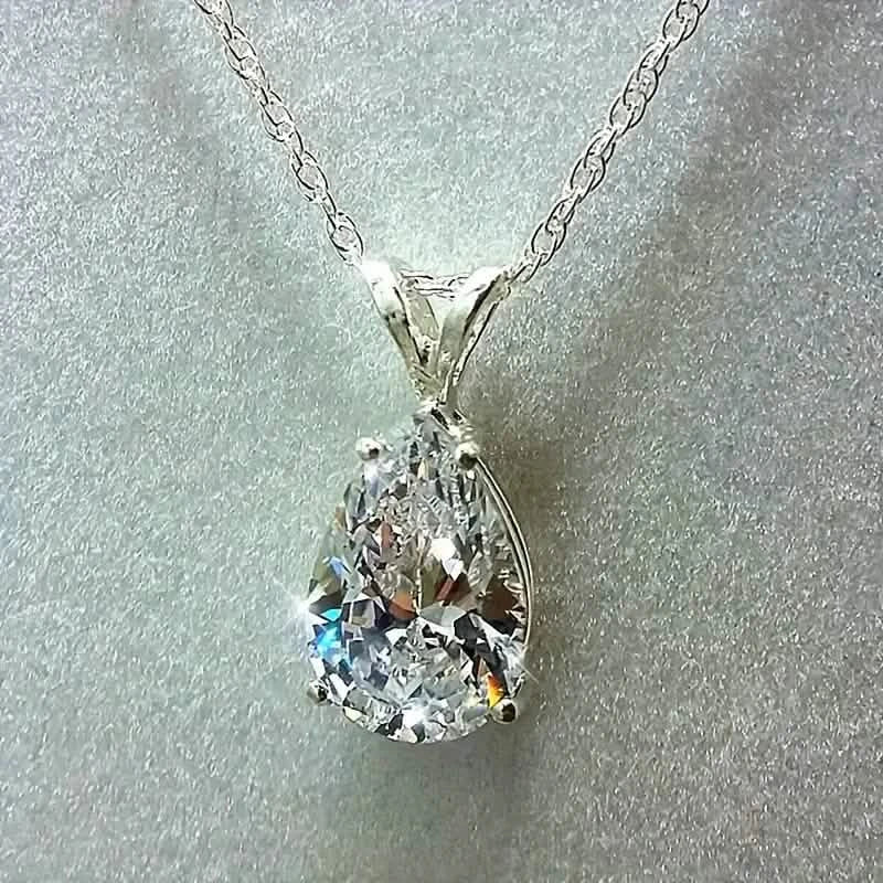 Teardrop Shaped Zirconia Pendant Copper Necklace DailySale