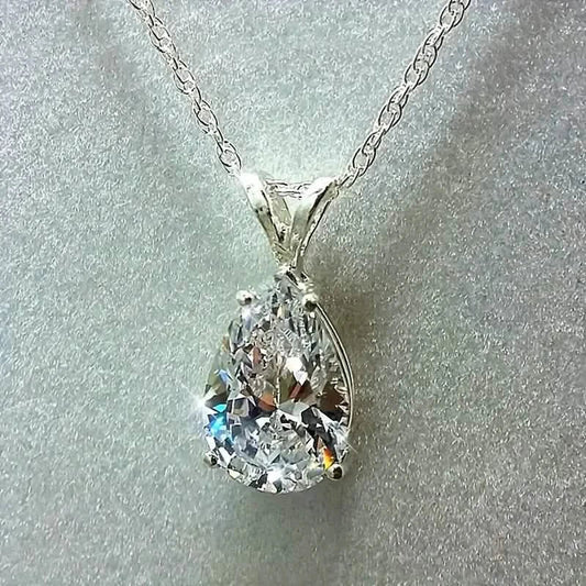 Teardrop Shaped Zirconia Pendant Copper Necklace DailySale