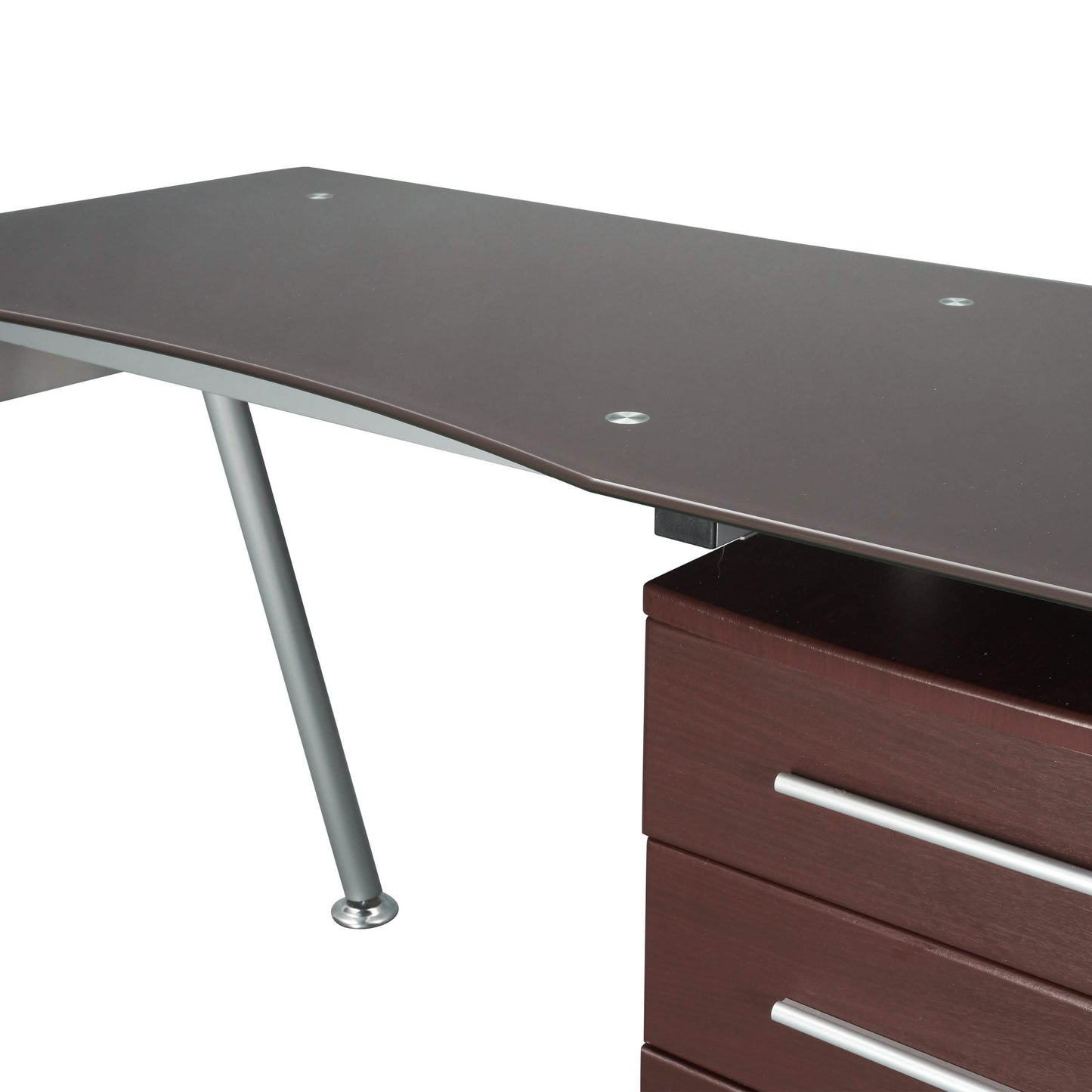 Tempered Glass Top Computer Desk with Storage DailySale