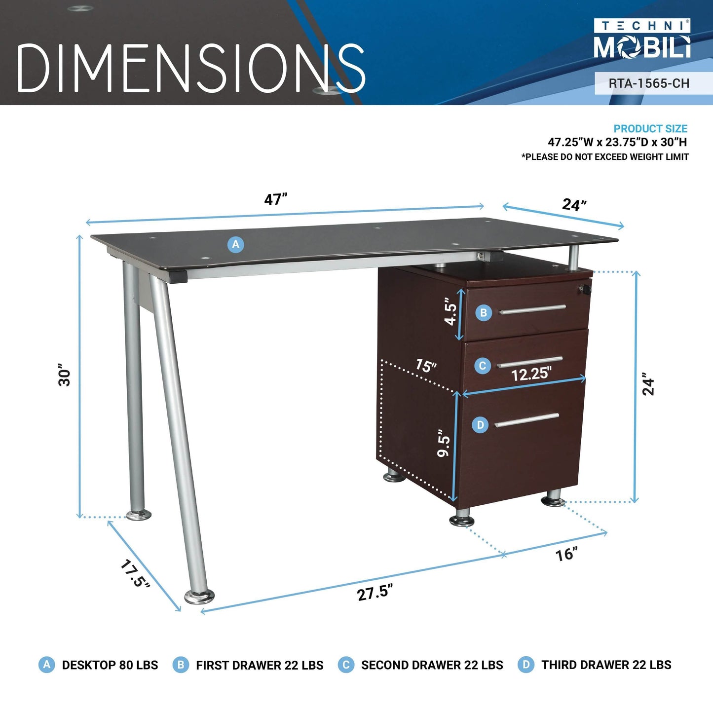 Tempered Glass Top Computer Desk with Storage DailySale