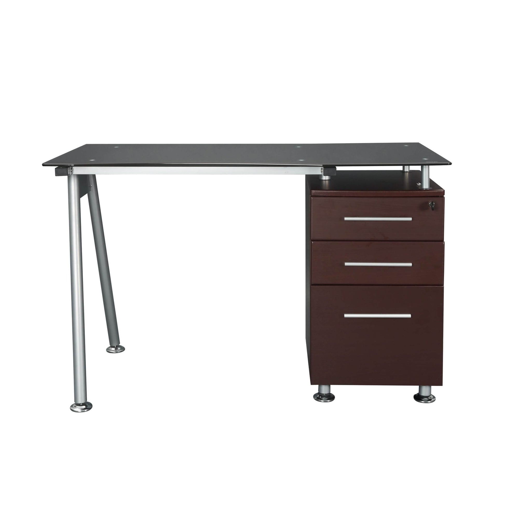 Tempered Glass Top Computer Desk with Storage DailySale
