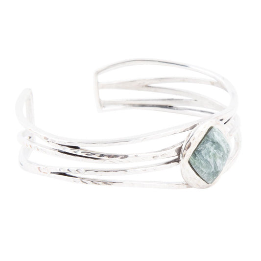 Terra Green Seraphinite and Sterling Silver Cuff Bracelet Barse Jewelry