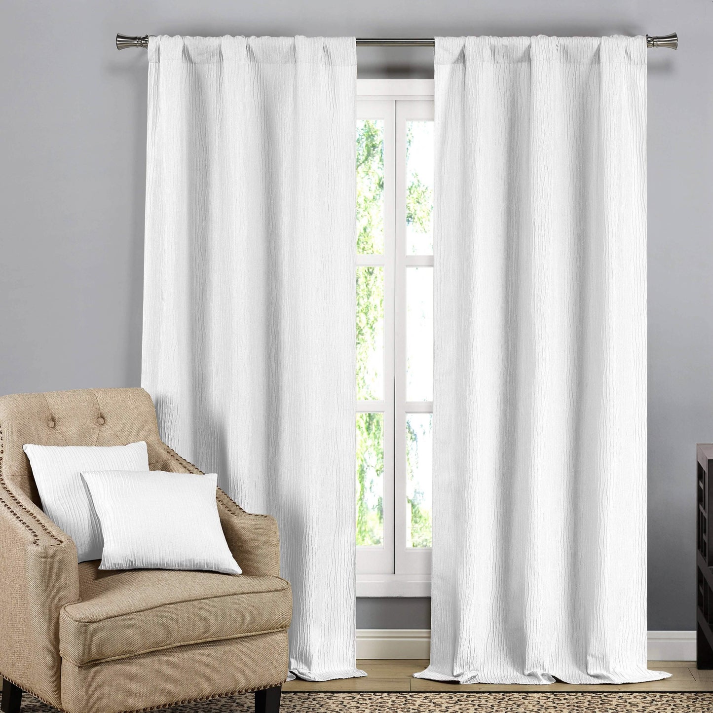 Textured Window Curtain Pair Panel with Matching Dec Pillows Set DailySale