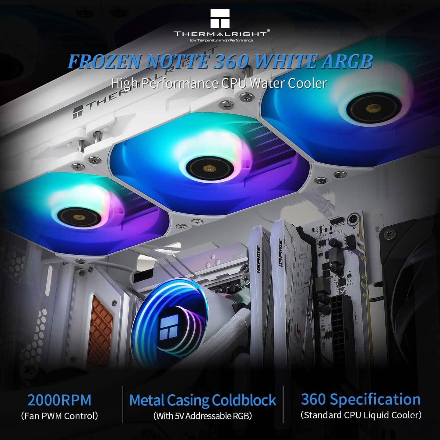 Thermalright Frozen Notte 360 White ARGB Water Cooling CPU Cooler  (Refurbished) DailySale