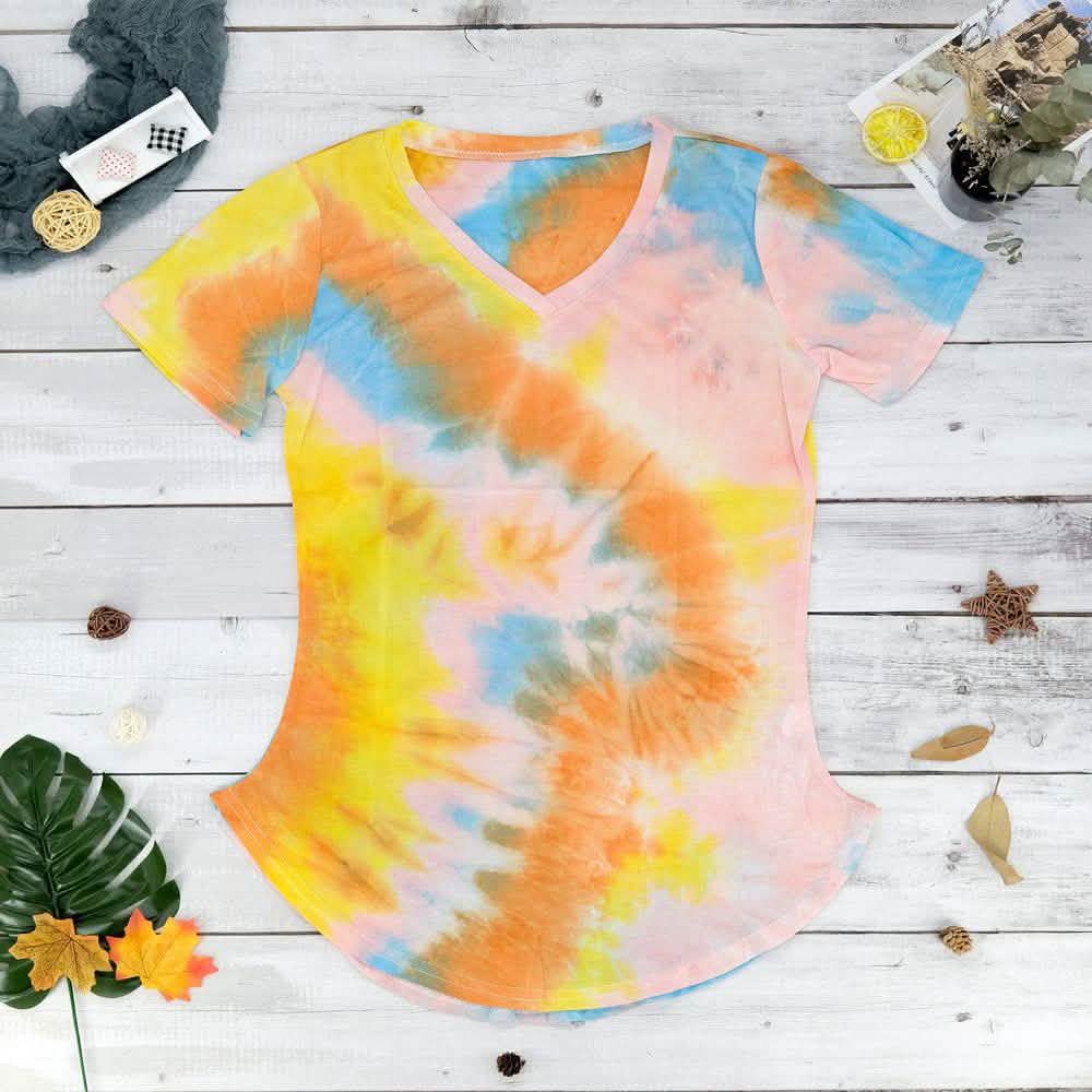 Tie-dye V-neck Tee DailySale